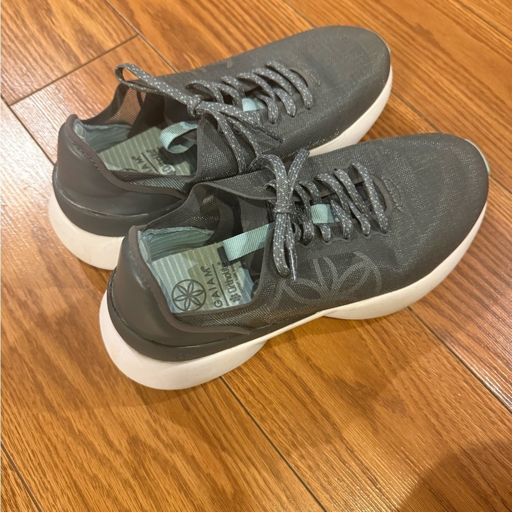 Gaiam Ortholite Sneakers Size 7 Gray Teal Comfort Walking Athletic Shoes - Picture 3 of 6